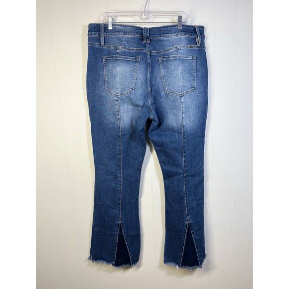 Kancan Flare High Rise Back Seam Jeans Plus Size 20 Medium Wash Raw Hem - Picture 1 of 13